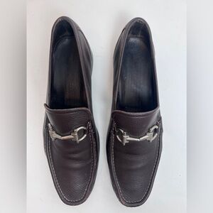 Salvatore Ferragamo Men’s Brown Leather Slip-on Driving Loafers Size 10